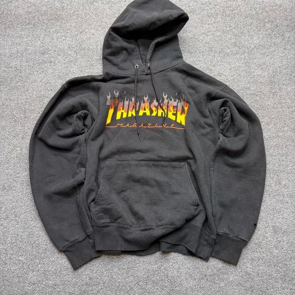 Thrasher Other - 2000s thrasher skateboarding hoodie size M/L black with flames